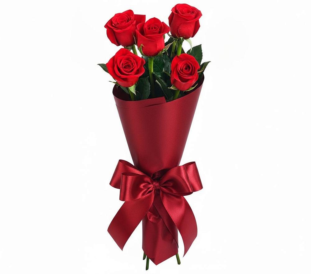 Букет 5 Красных роз Эдлесс Лав в Балтийском