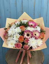 Букет цветов из:  Розы, Герберы и Хризантемы в Балтийском