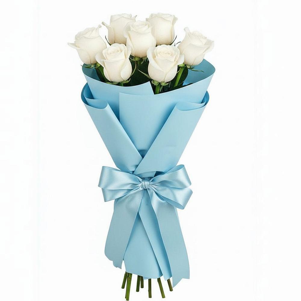 Букет 7 белых роз Проуд в Балтийском