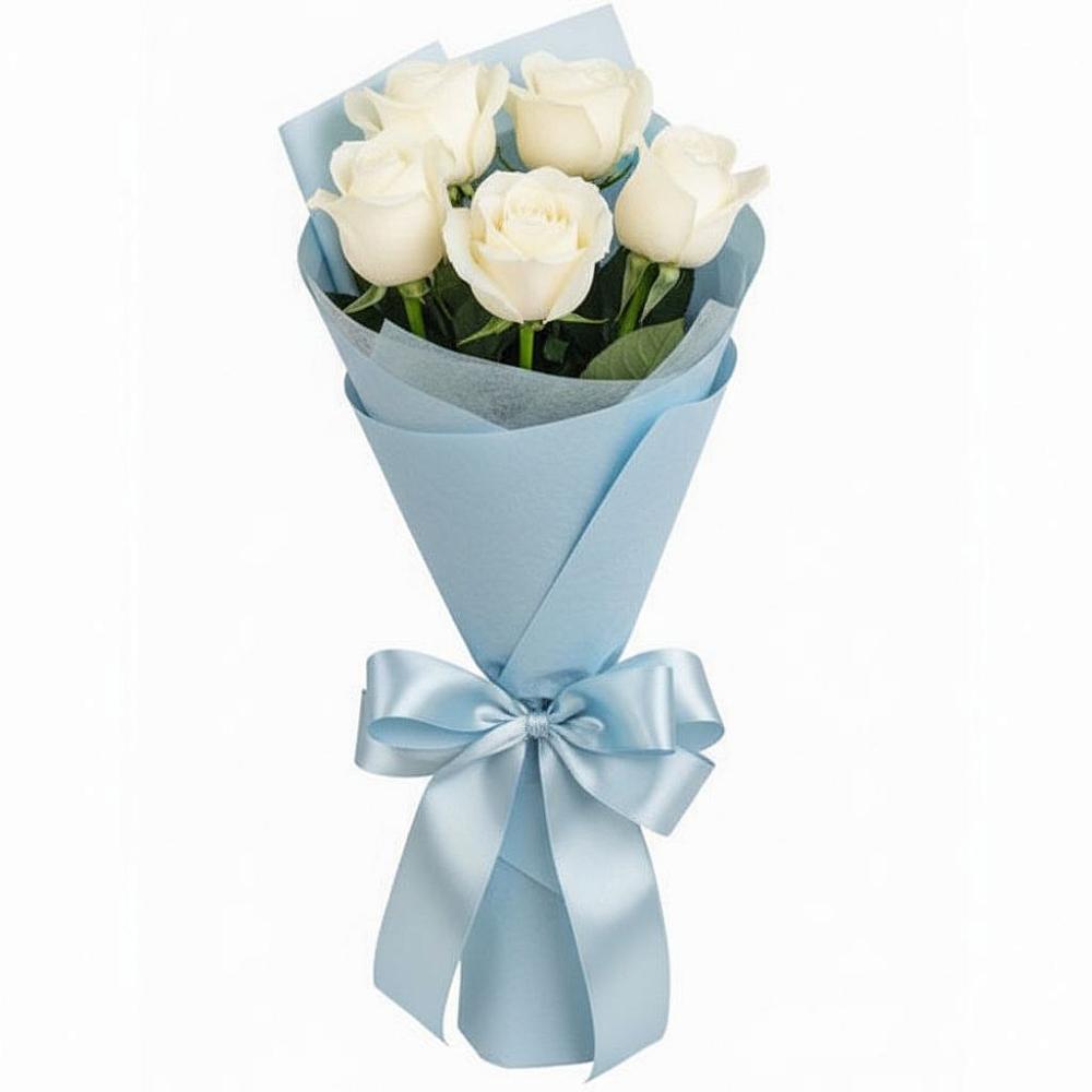 Букет 5 Белых роз Проуд в Балтийском