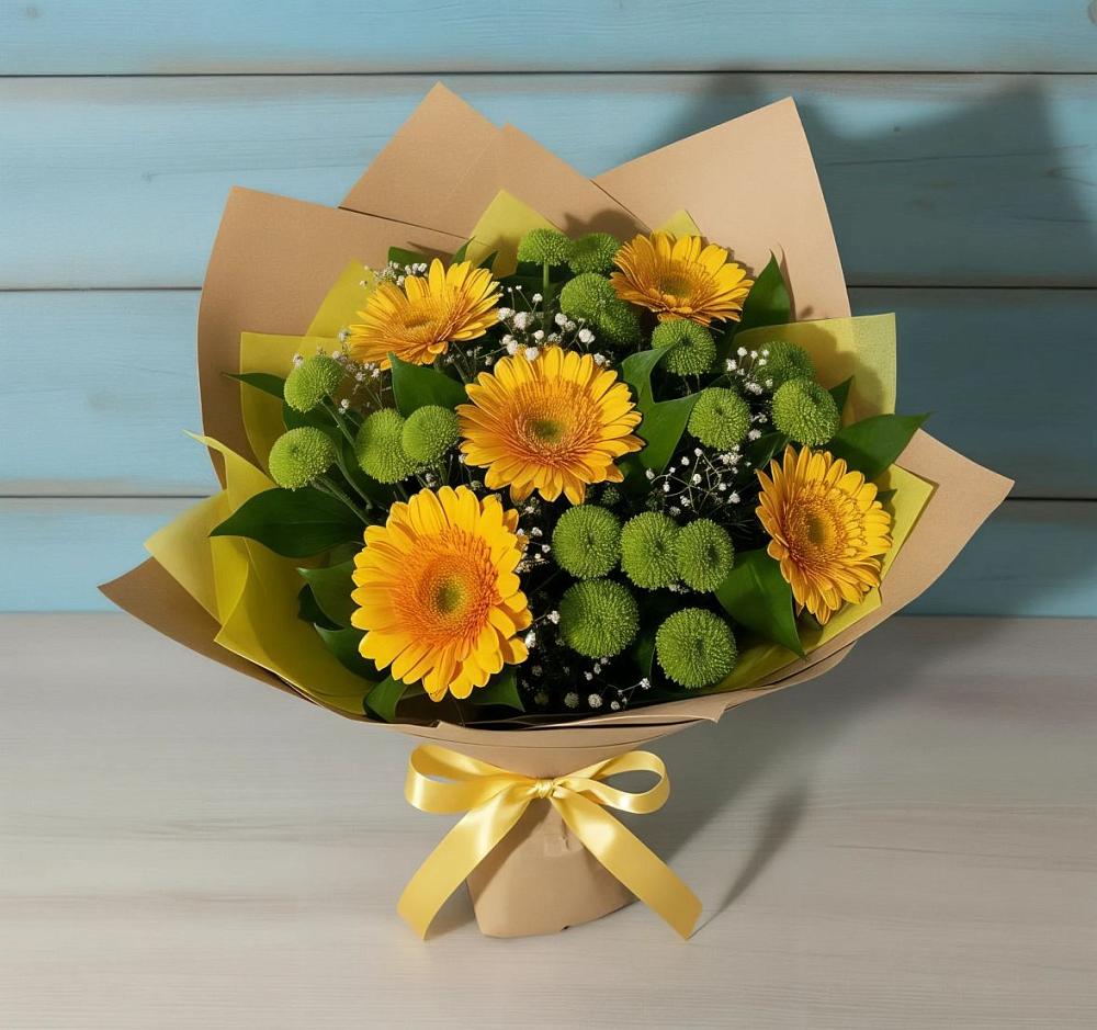 Букет цветов из: Герберы и Хризантемы в Балтийском
