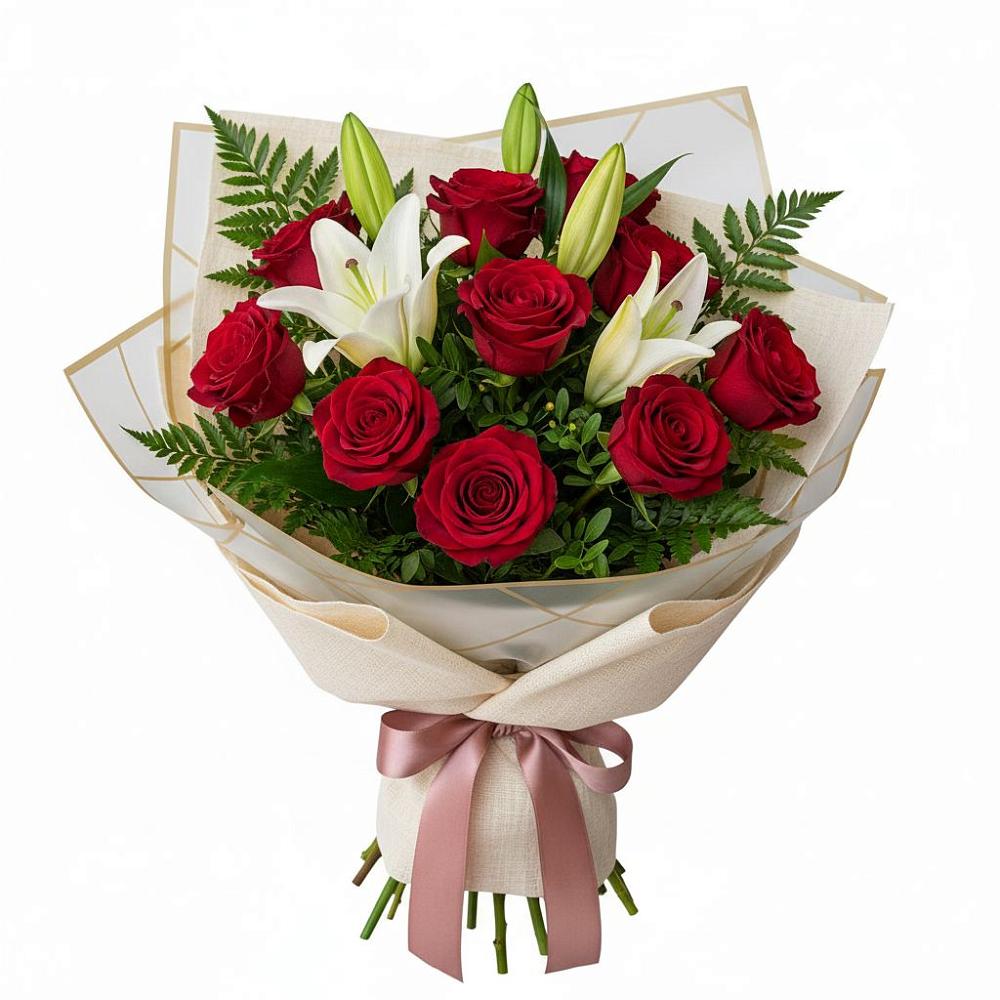 Букет цветов из: Лилии и Розы в Балтийском