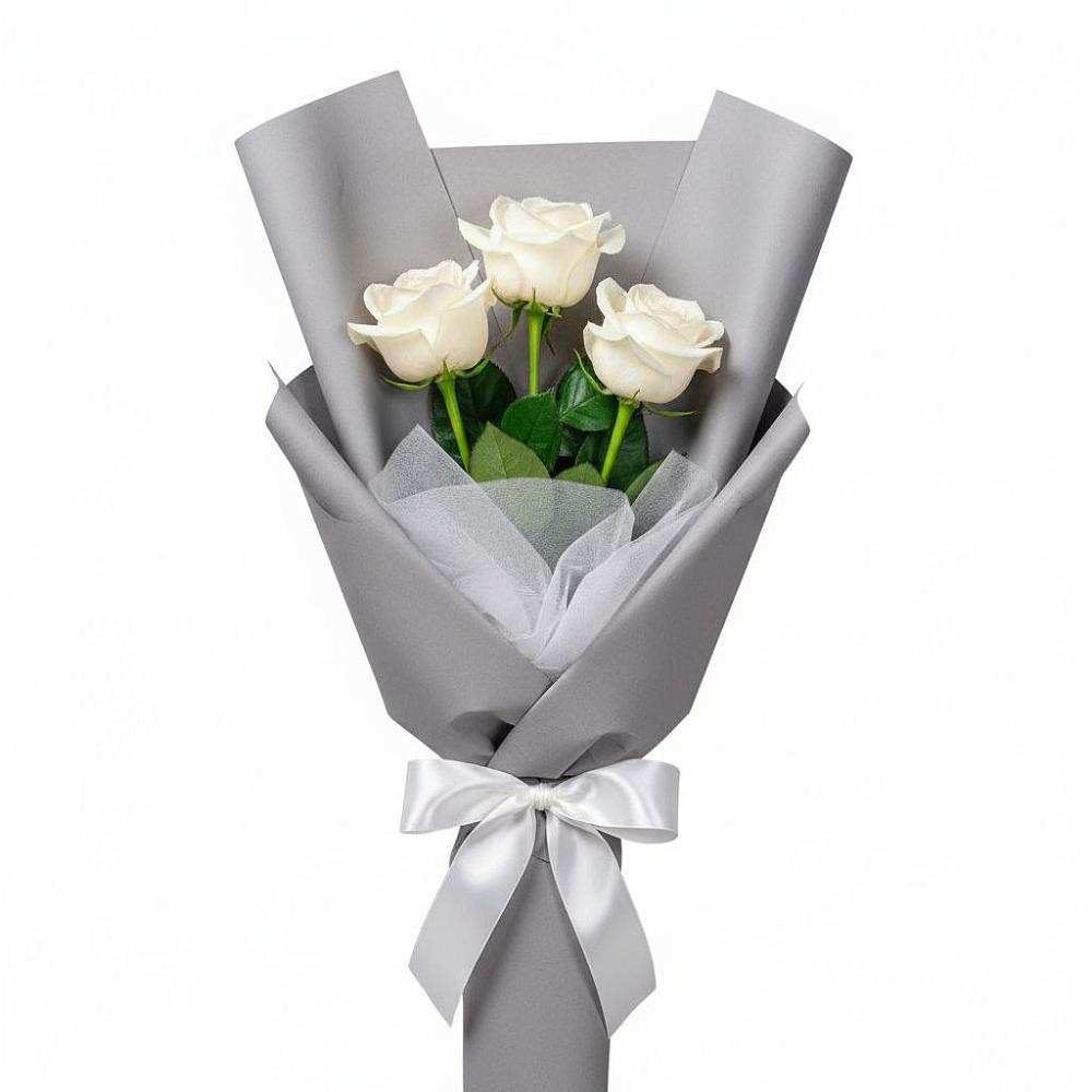 Букет 3 белые розы в Балтийском