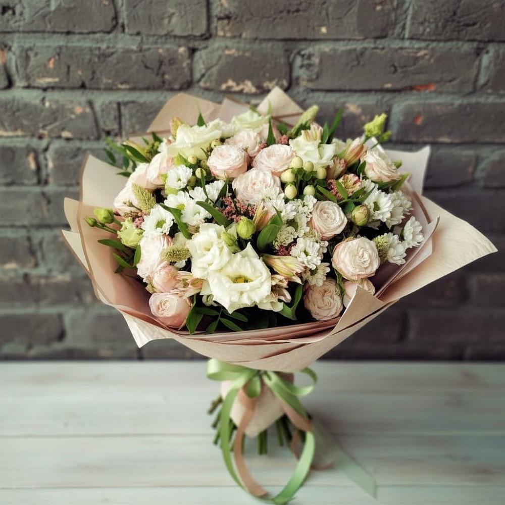 Букет цветов из: Альстромерии, Розы и Хризантемы в Балтийском