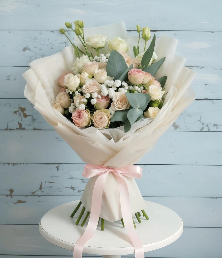 Букет цветов из: Розы и Лизиантусы в Балтийском