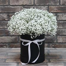 Цветочная композиция из Гипсофила в шляпной коробке в Балтийском